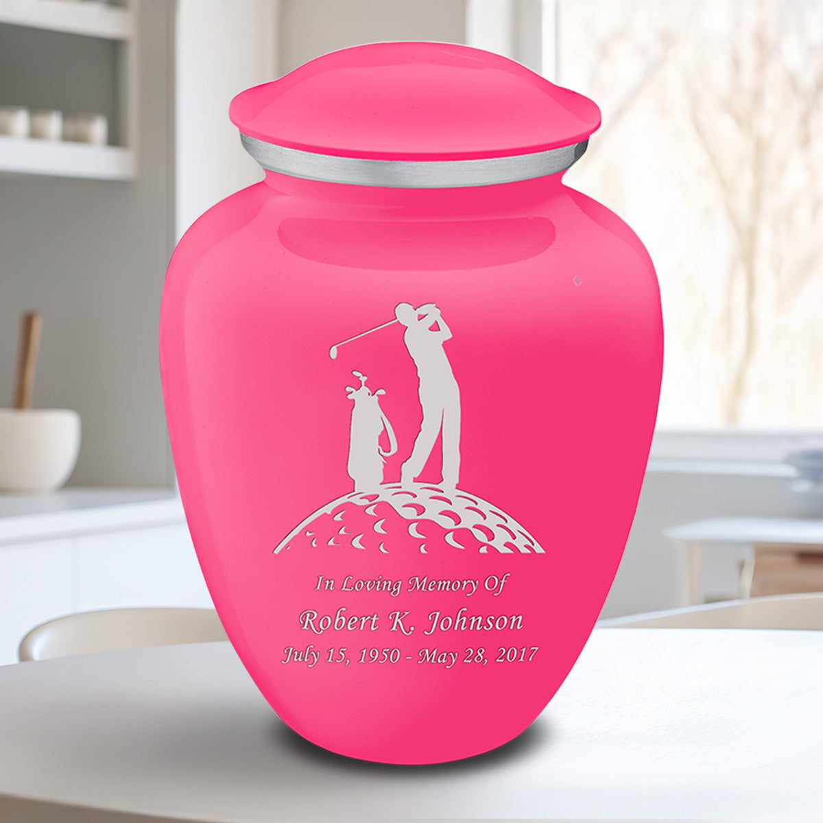 Adult Embrace Bright Pink Golfer Cremation Urn