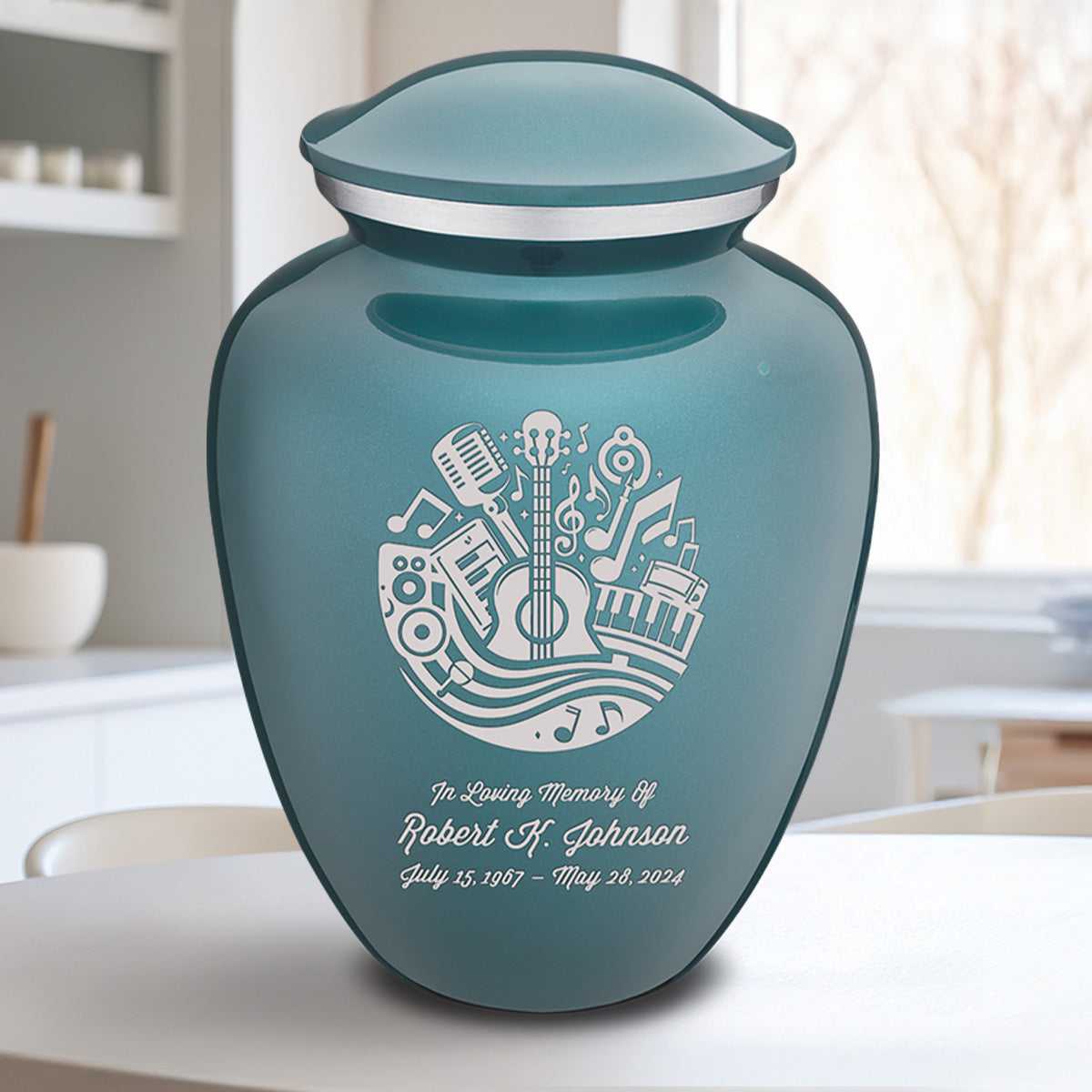 Adult Embrace Teal Music Cremation Urn
