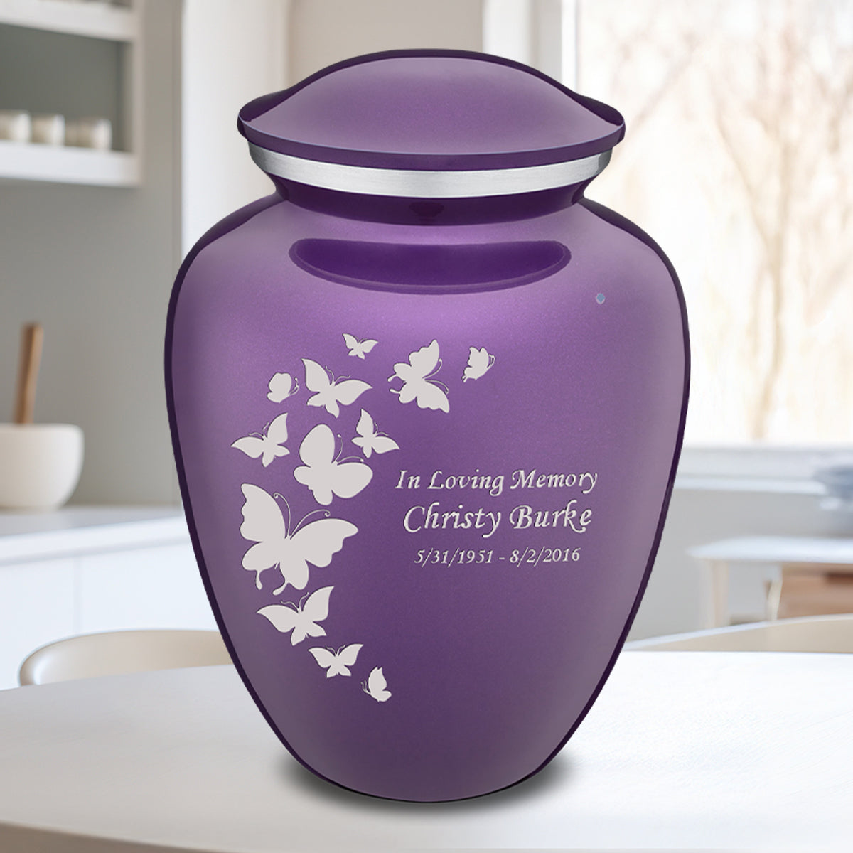 Adult Embrace Purple Butterfly Cremation Urn