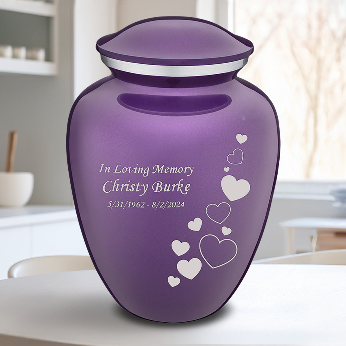 Adult Embrace Purple Floating Heart Cremation Urn