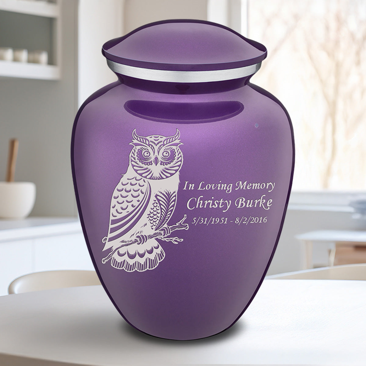 Adult Embrace Purple Owl Cremation Urn