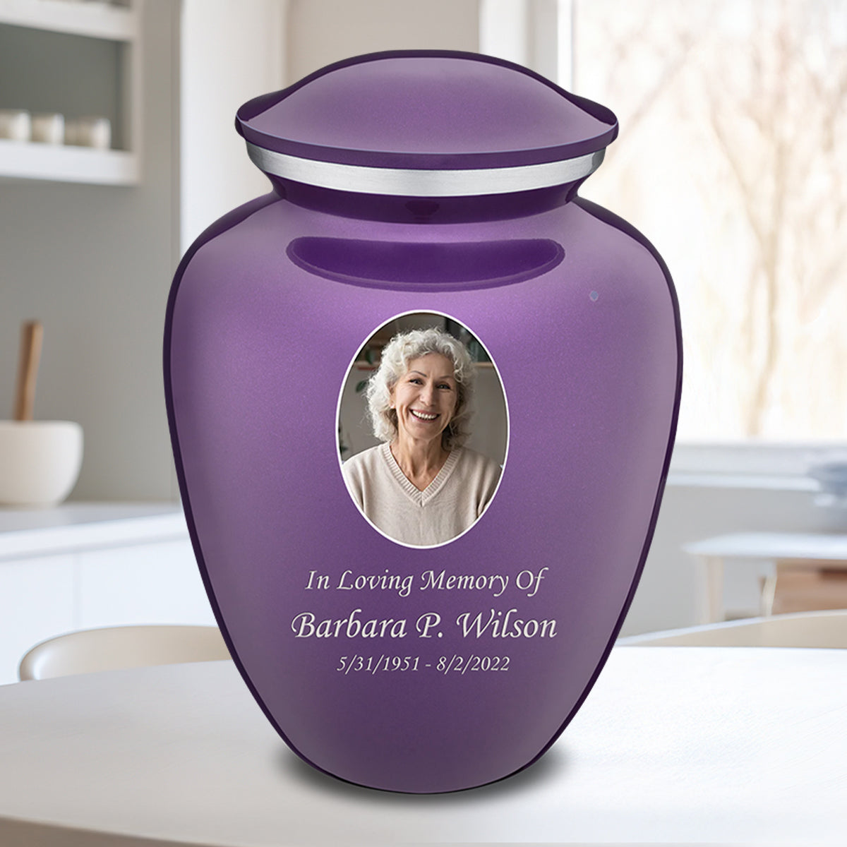 Adult Embrace Purple Portrait Cremation Urn