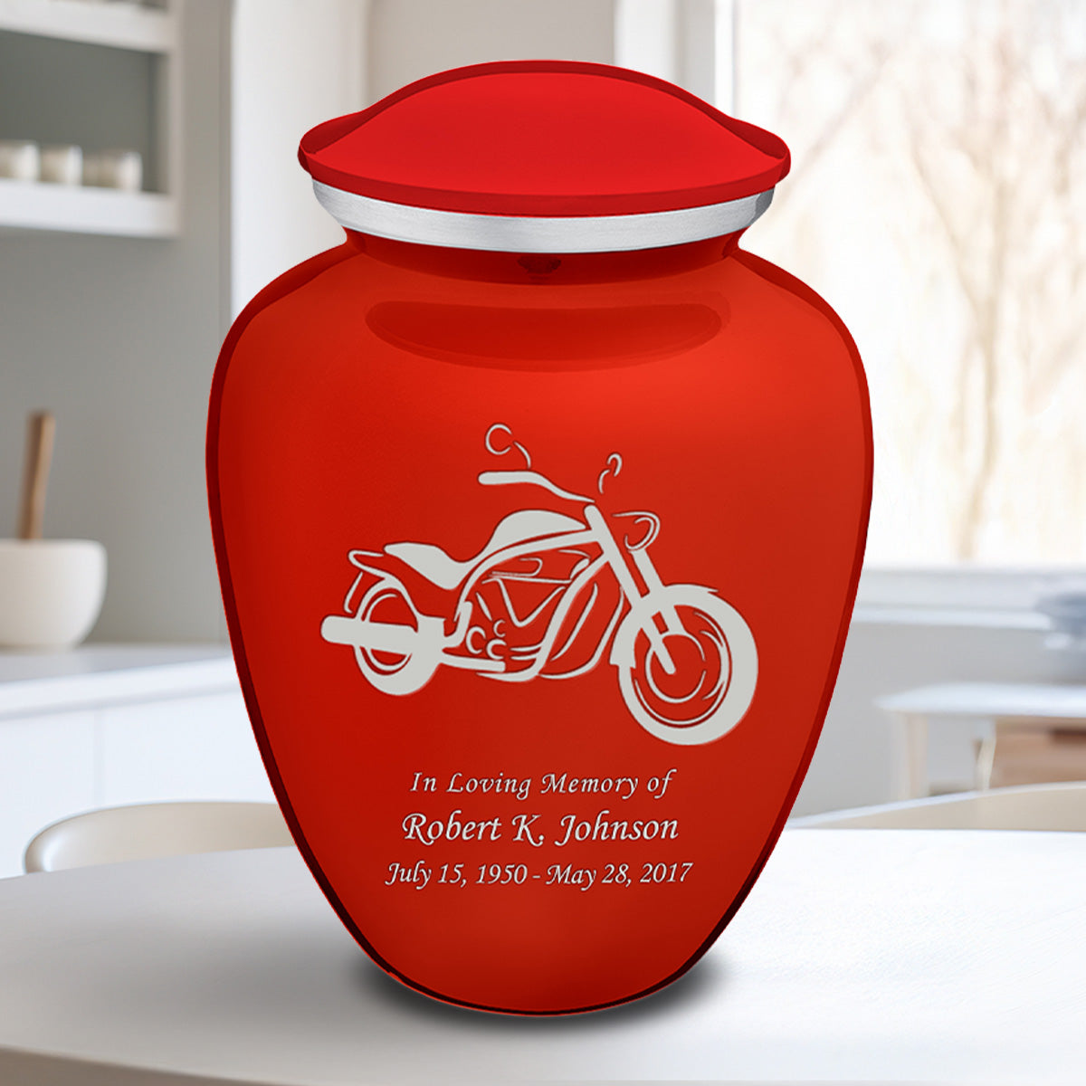 Adult Embrace Bright Red Motorcycle Cremation Urn