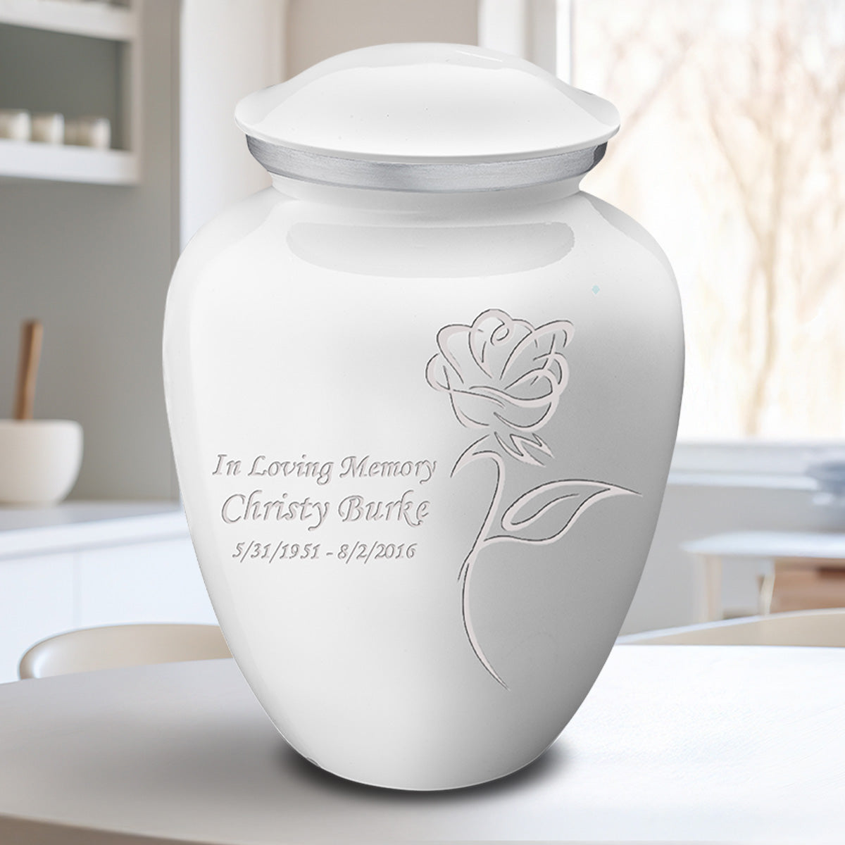 Adult Embrace White Rose Cremation Urn