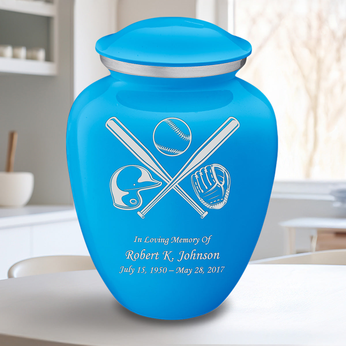 Adult Embrace Racing Blue Baseball Cremation Urn