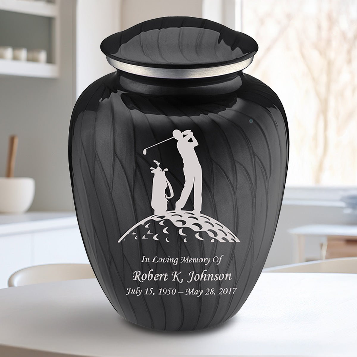 Adult Embrace Pearl Black Golf Cremation Urn