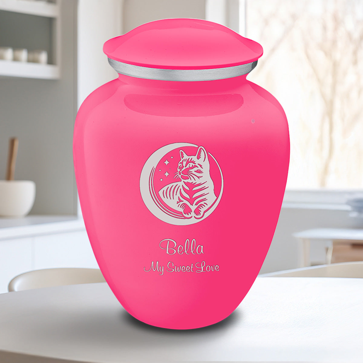 Large Embrace Bright Pink Pet Cute Cat Cremation Urn
