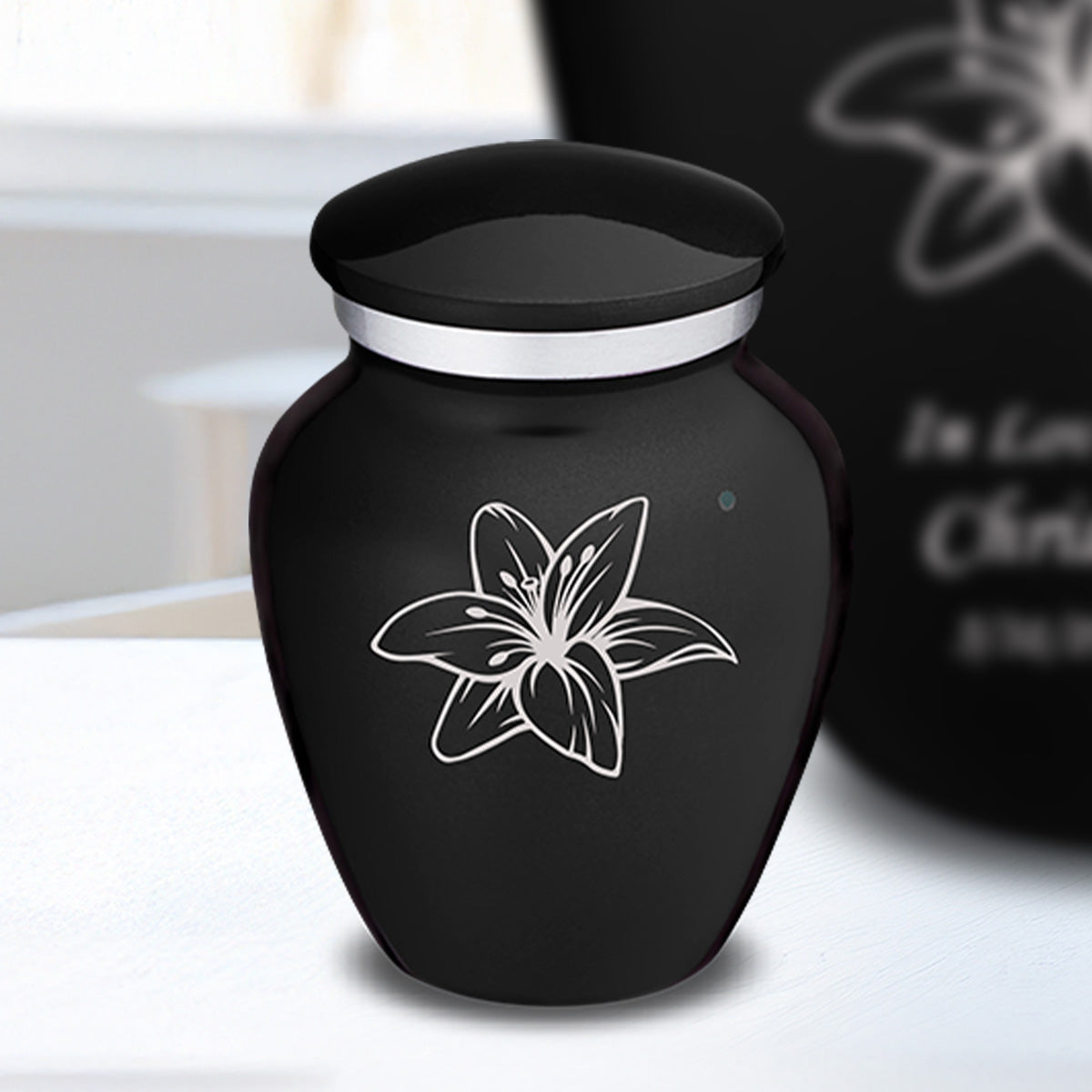 Keepsake Embrace Black Lily Cremation Urn