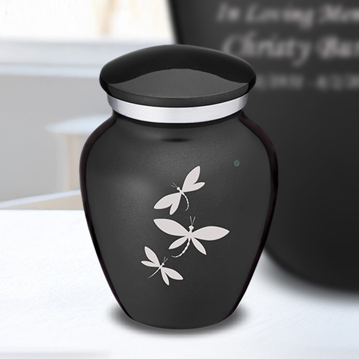 Keepsake Embrace Charcoal Dragonflies Cremation Urn