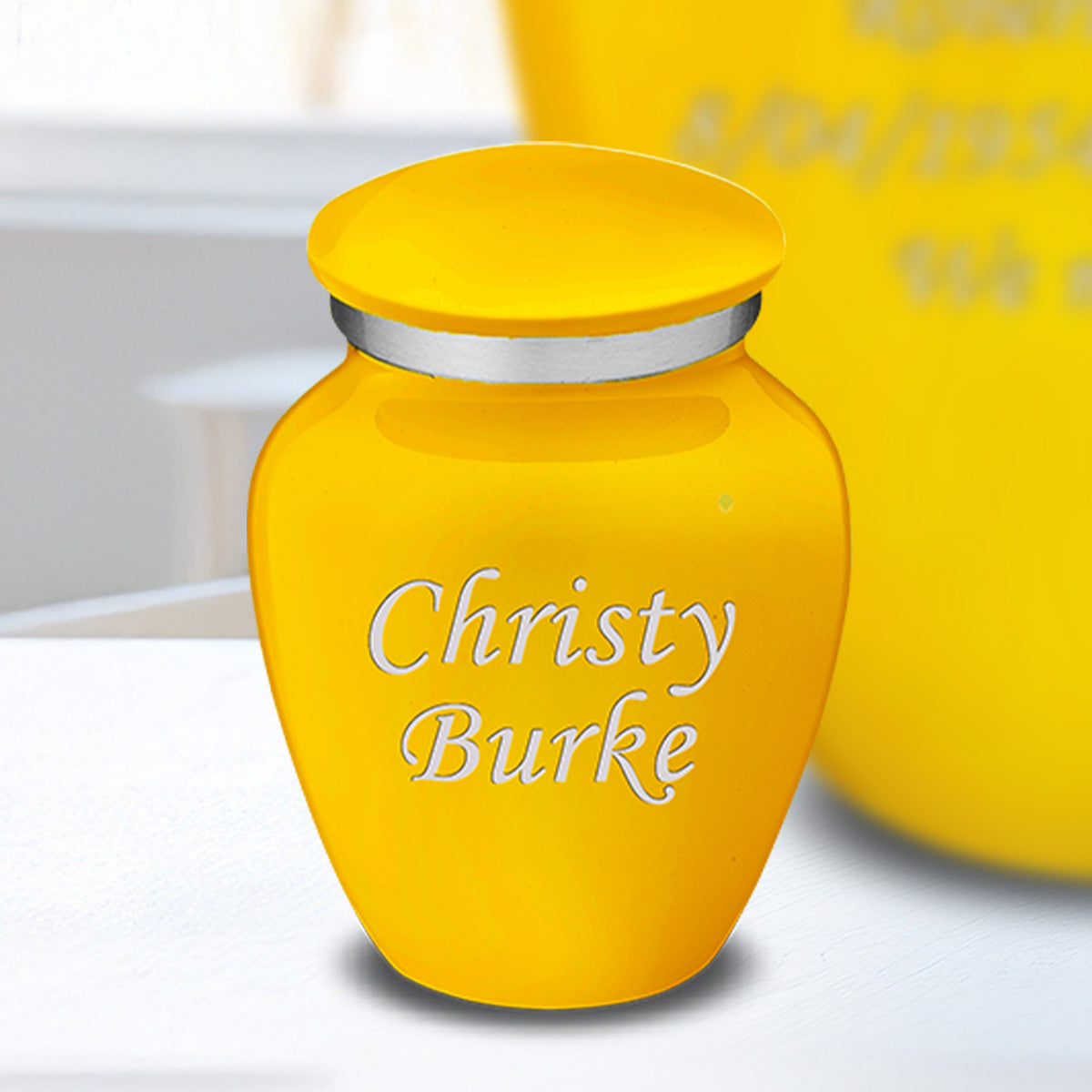 Keepsake Embrace Yellow Custom Engraved Cremation Urn
