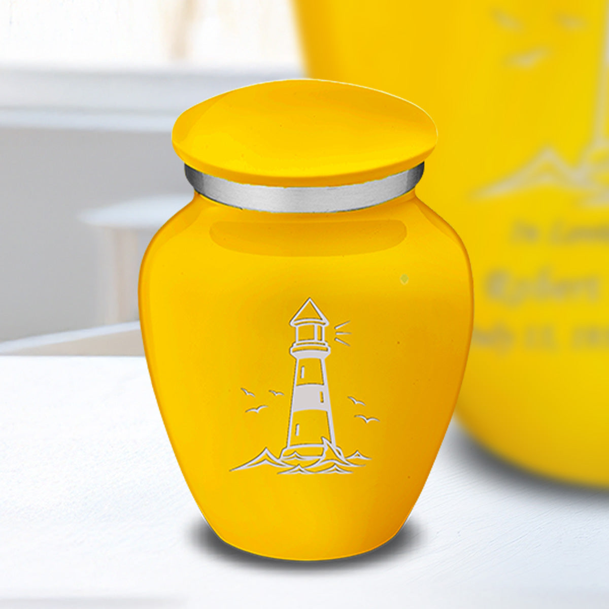Keepsake Embrace Yellow Lighthouse Cremation Urn