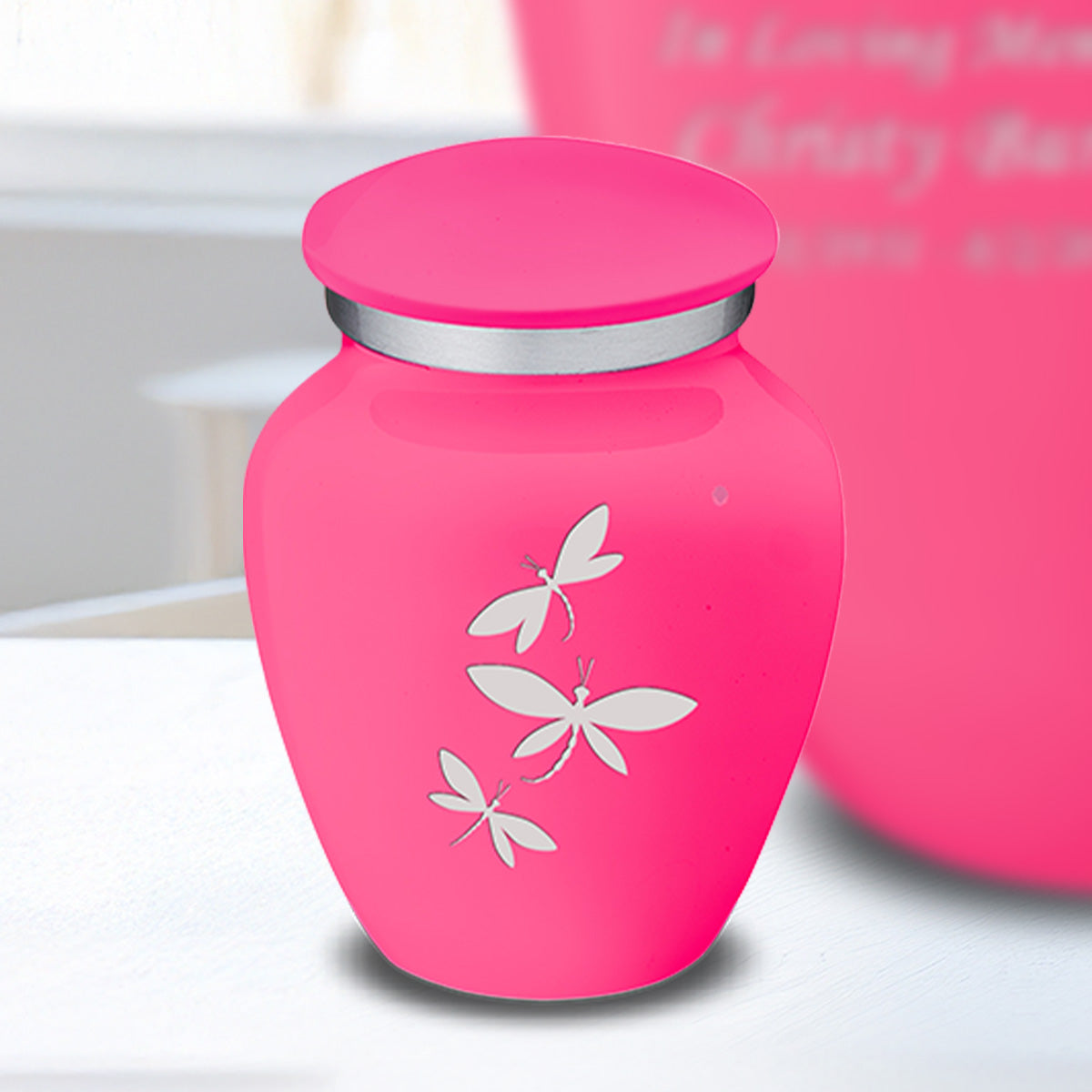 Keepsake Embrace Bright Pink Dragonflies Cremation Urn
