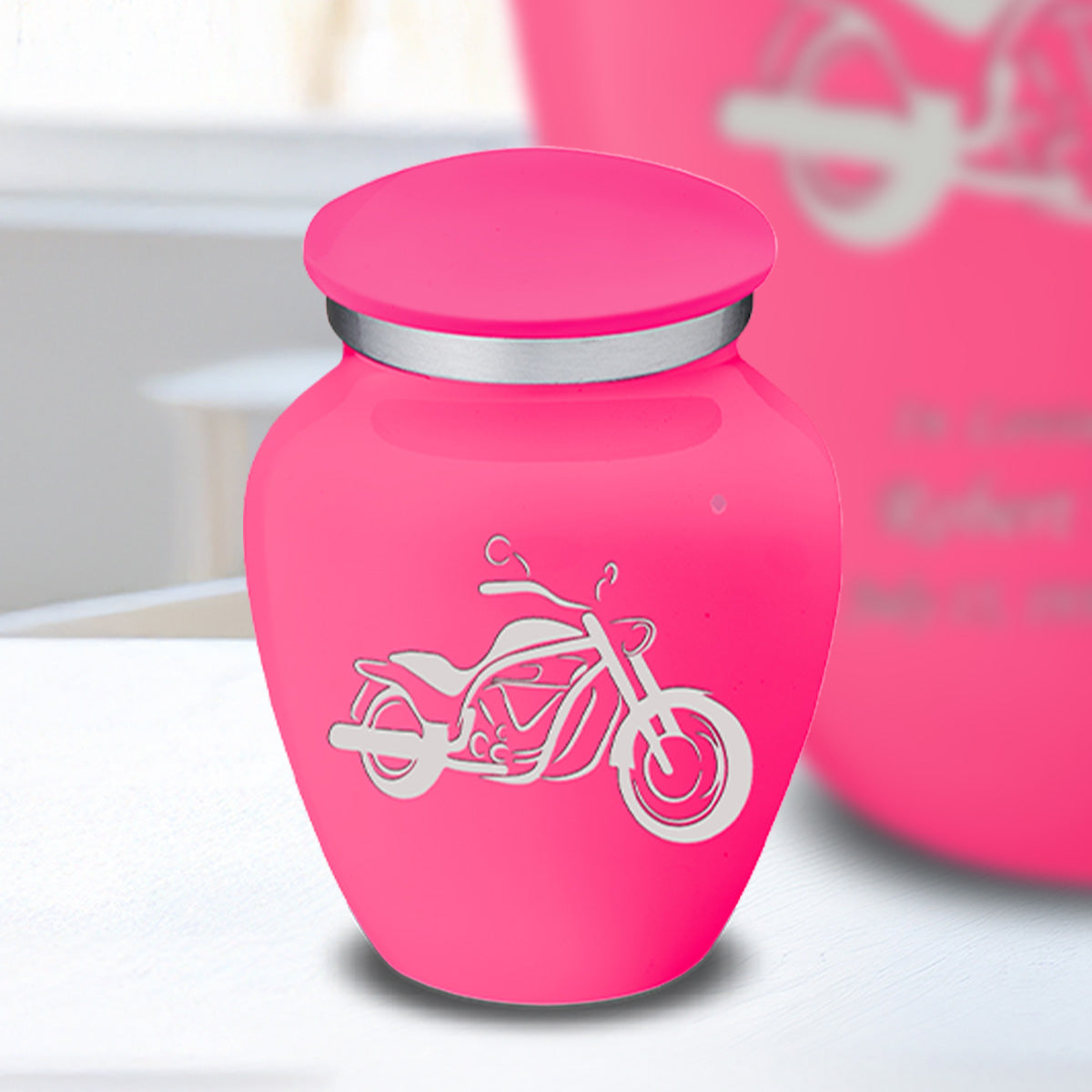 Keepsake Embrace Bright Pink Motorcycle Cremation Urn