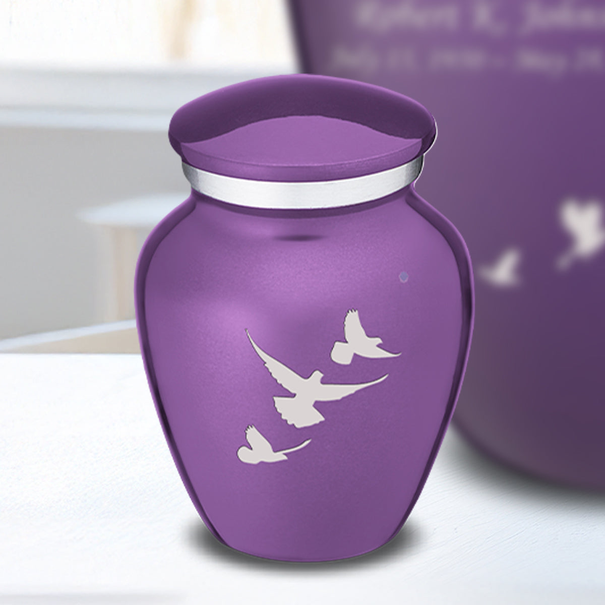 Keepsake Embrace Purple Doves Cremation Urn