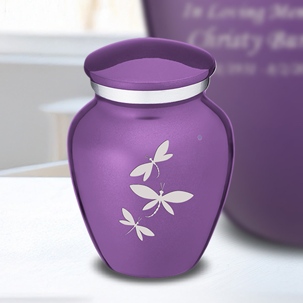 Keepsake Embrace Purple Dragonflies Cremation Urn