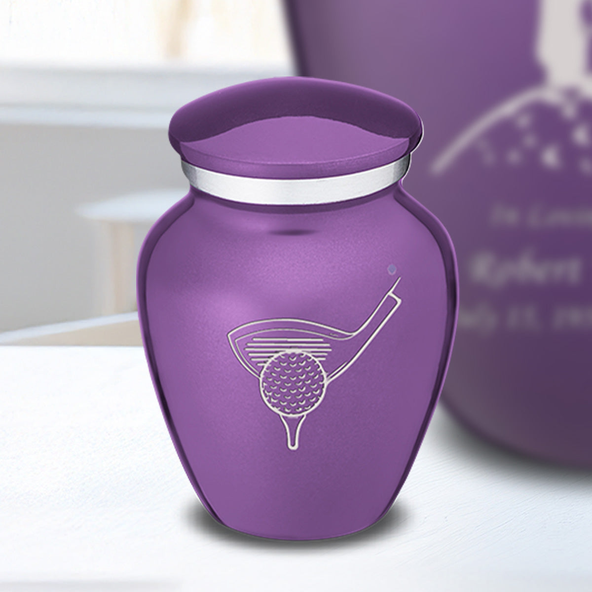 Keepsake Embrace Purple Golfer Cremation Urn