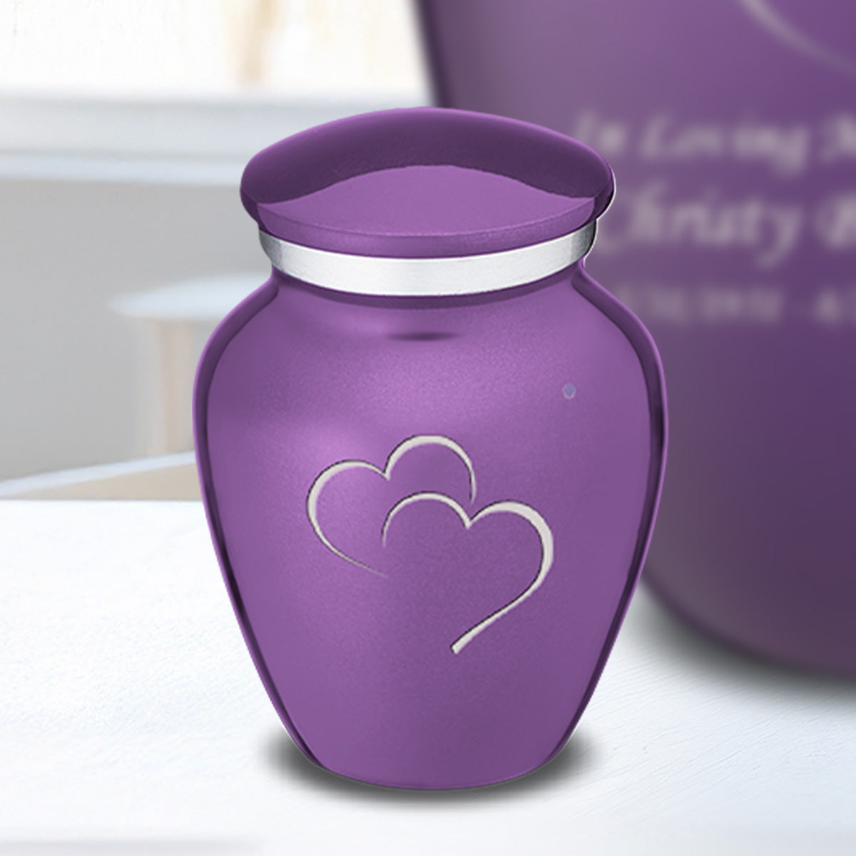 Keepsake Embrace Purple Hearts Cremation Urn