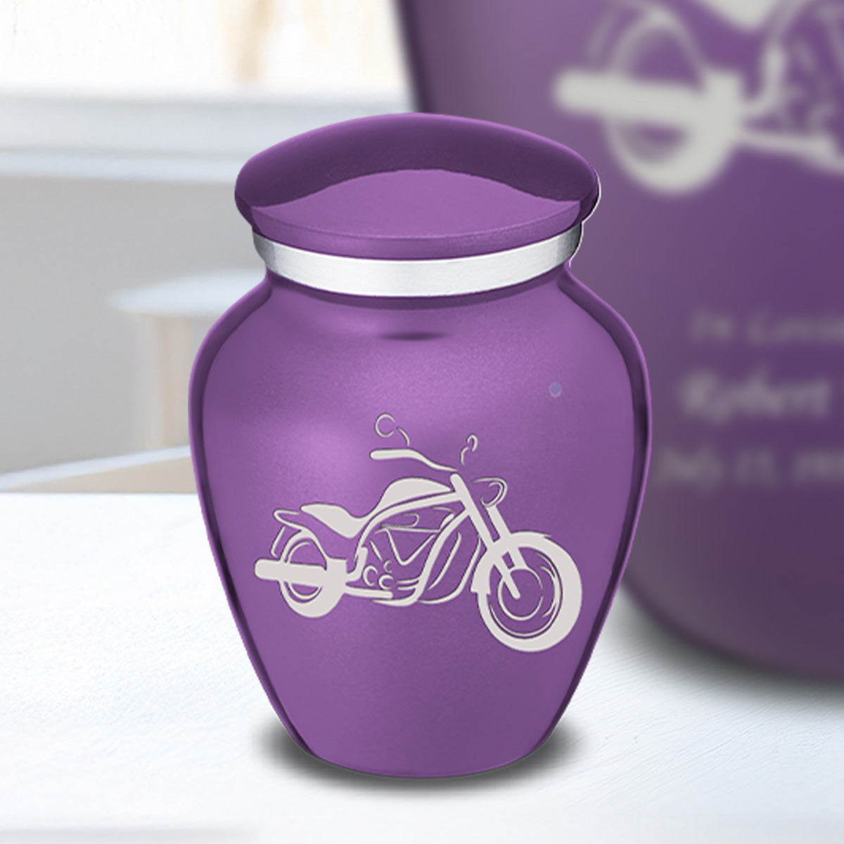 Keepsake Embrace Purple Motorcycle Cremation Urn