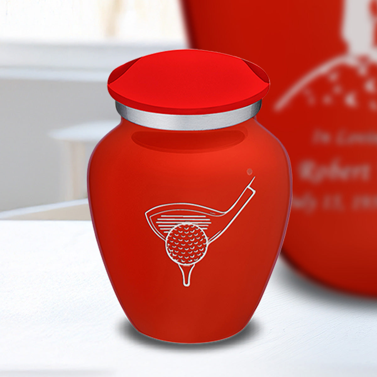 Keepsake Embrace Bright Red Golfer Cremation Urn