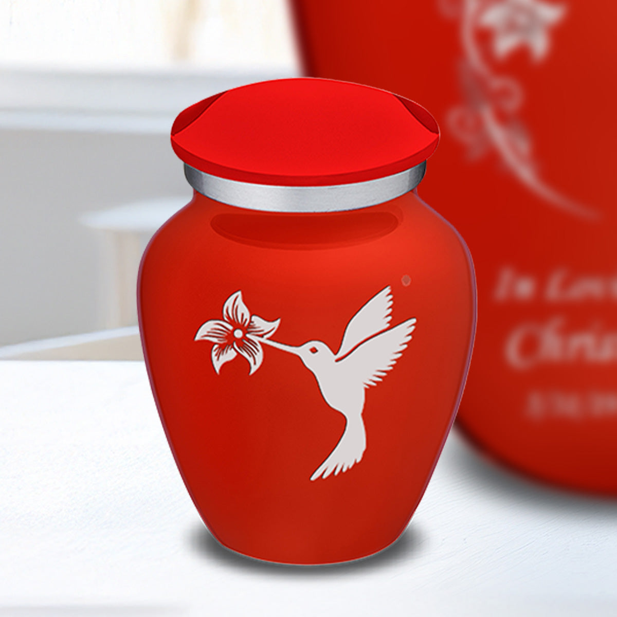 Keepsake Embrace Bright Red Hummingbird Cremation Urn