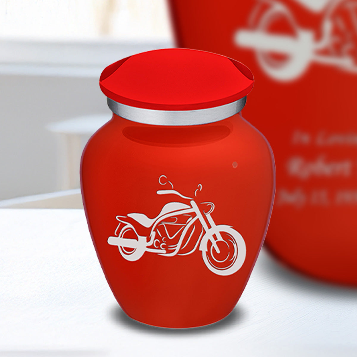 Keepsake Embrace Bright Red Motorcycle Cremation Urn