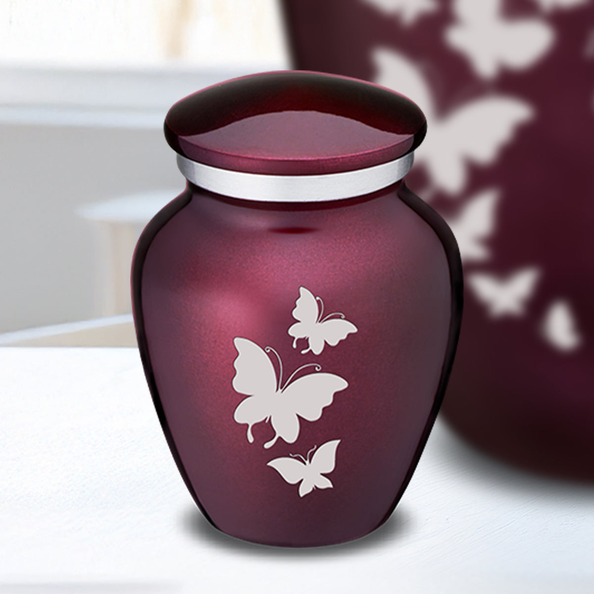 Keepsake Embrace Cherry Purple Butterflies Cremation Urn