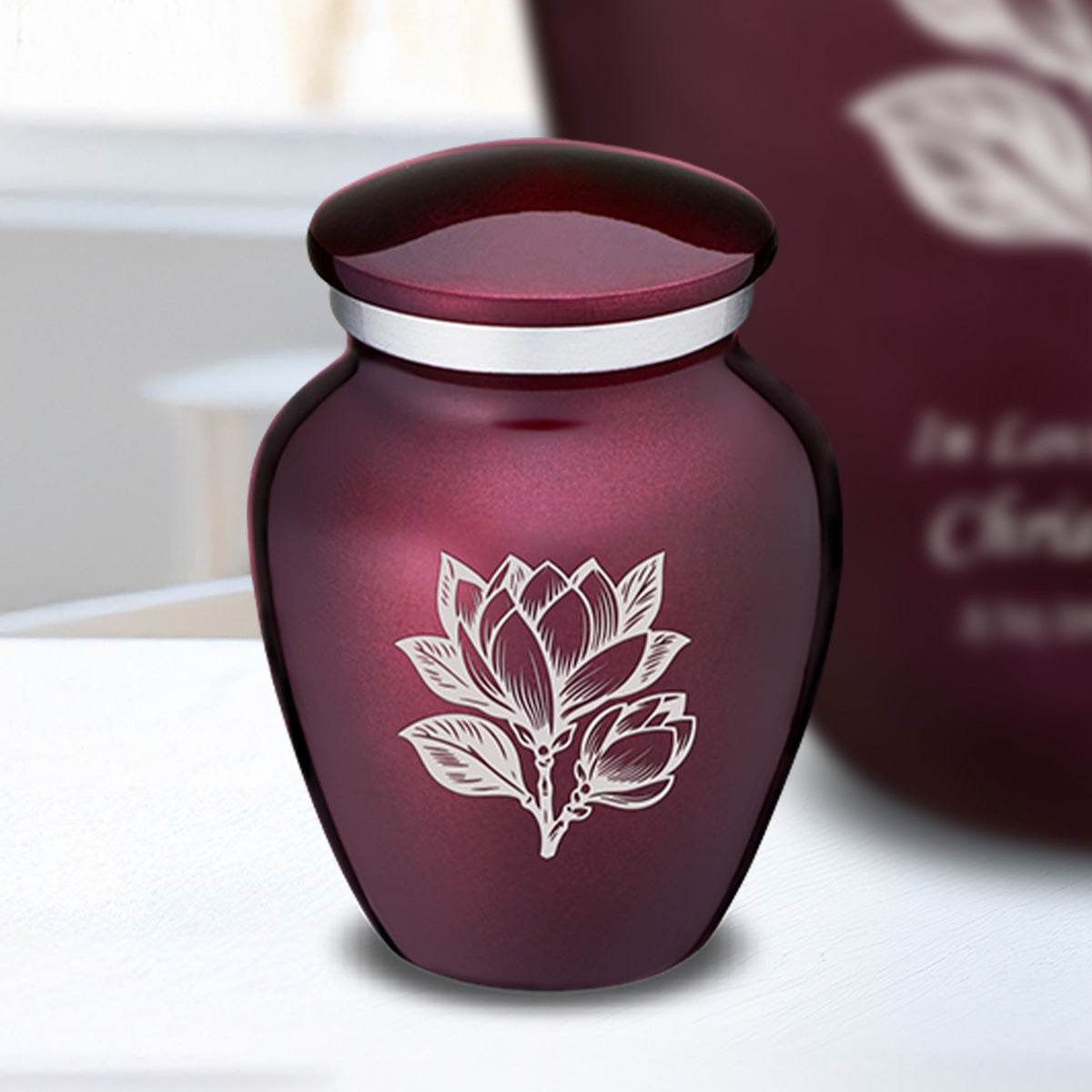 Keepsake Embrace Cherry Purple Magnolia Flower Cremation Urn