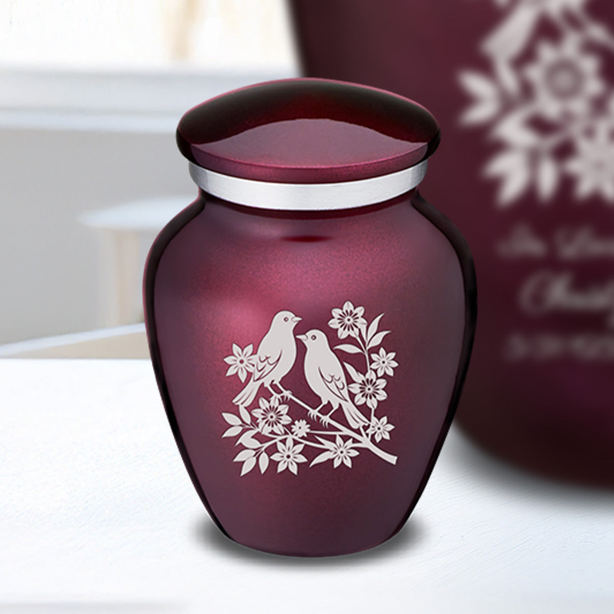 Keepsake Embrace Cherry Purple Songbirds Cremation Urn