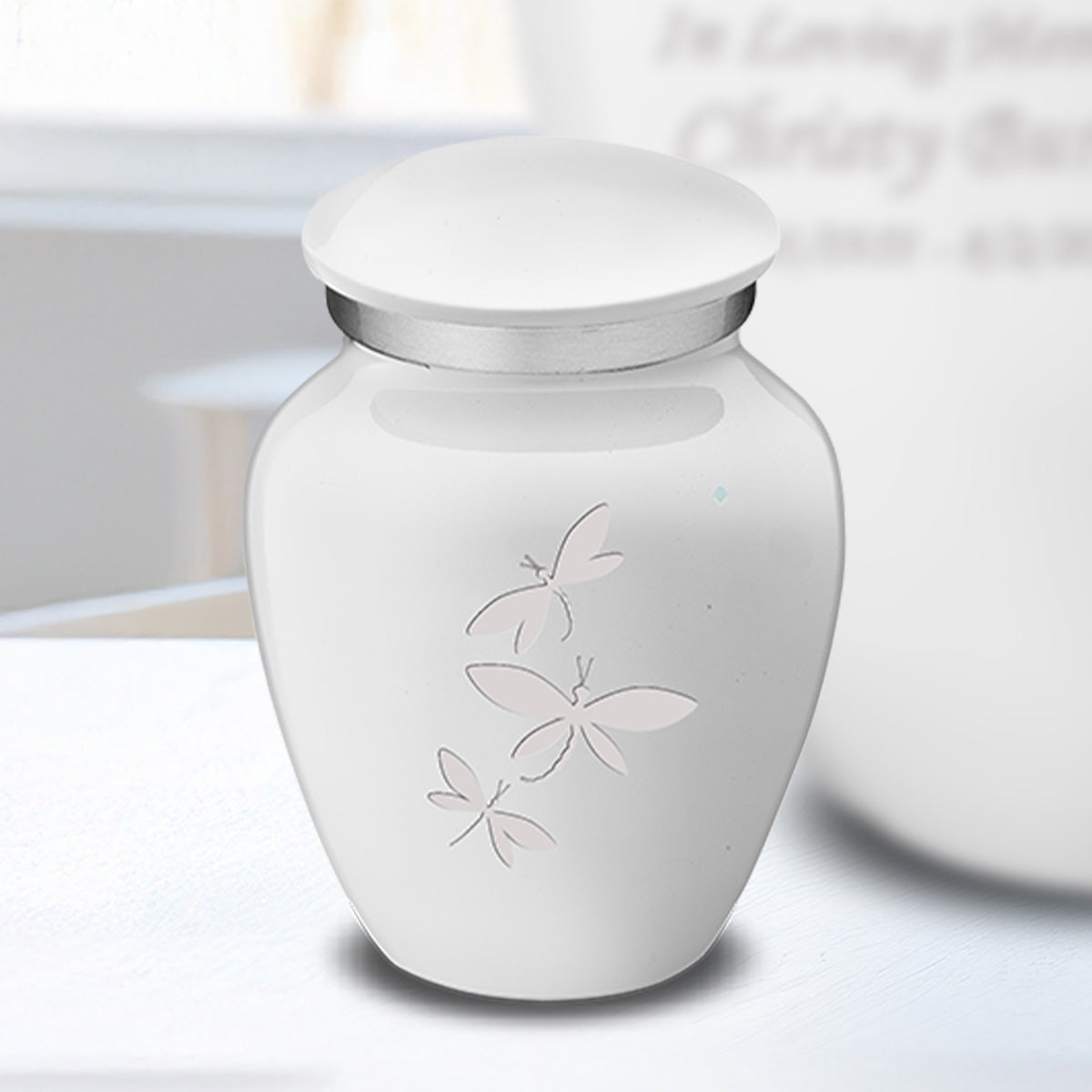 Keepsake Embrace White Dragonflies Cremation Urn