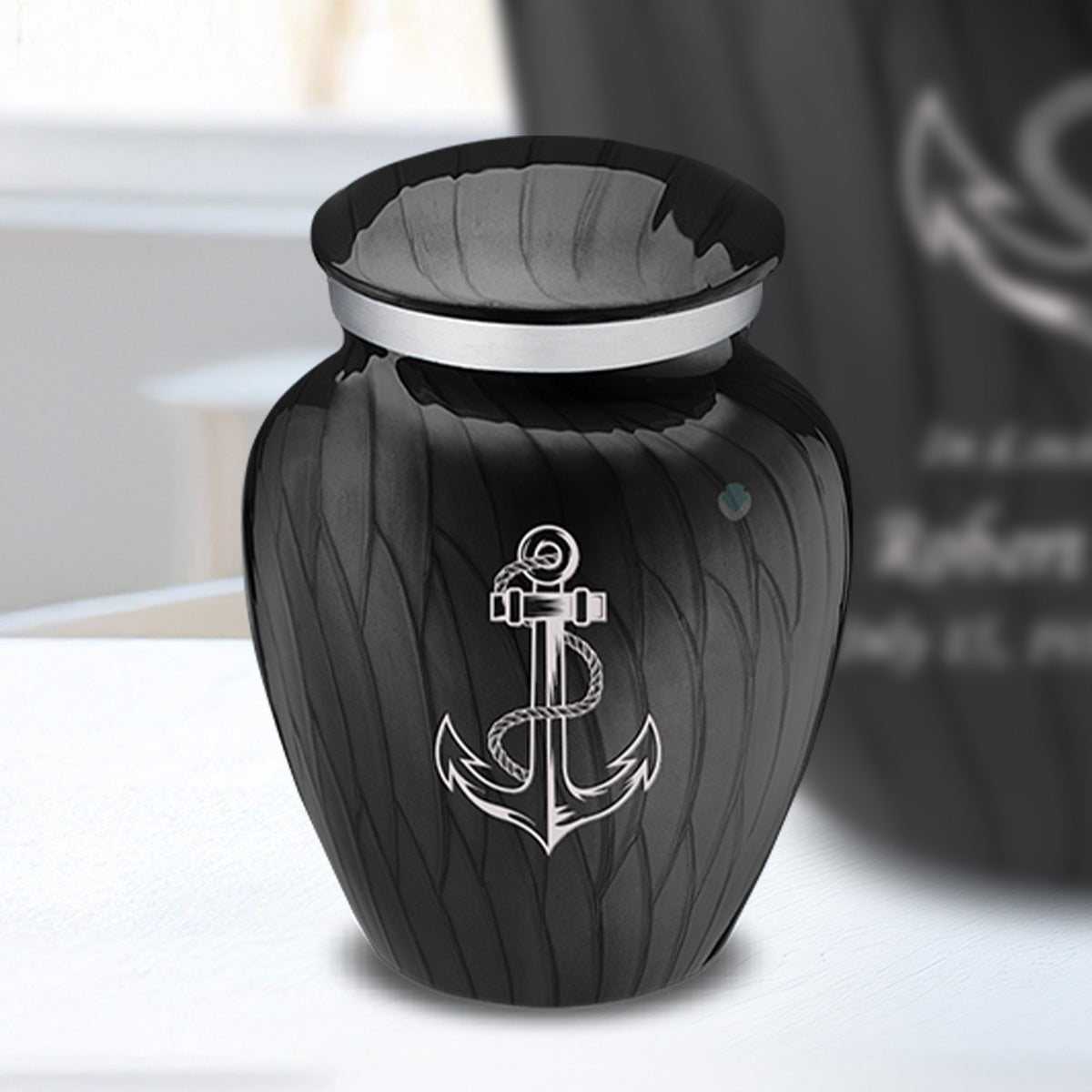 Keepsake Embrace Pearl Black Anchor Cremation Urn