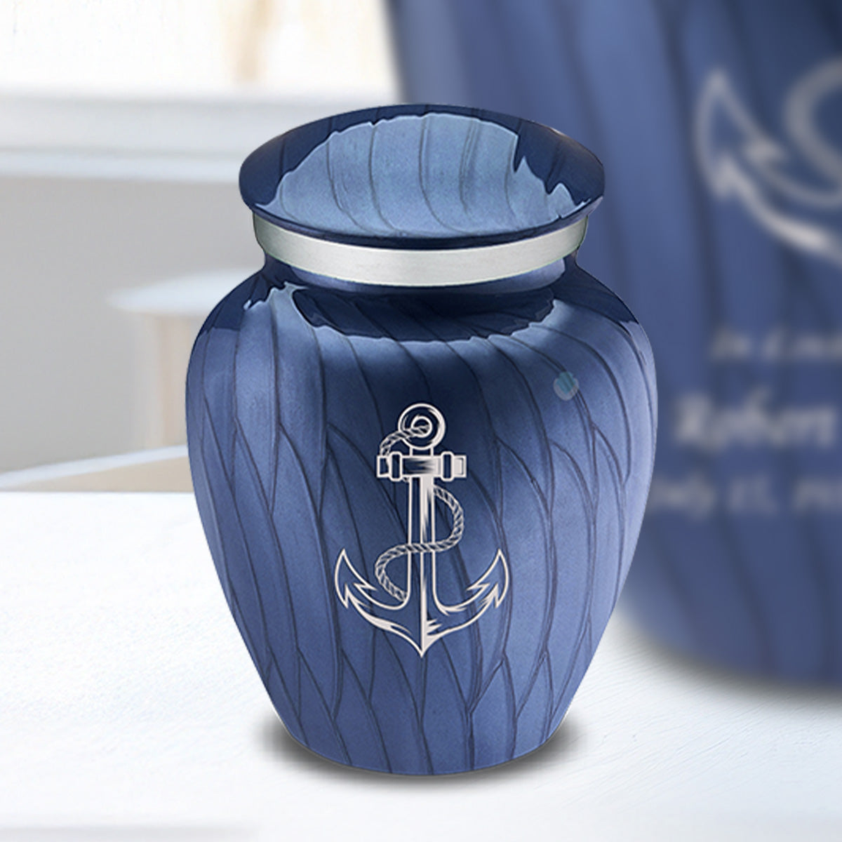Keepsake Embrace Pearl Cobalt Blue Anchor Cremation Urn
