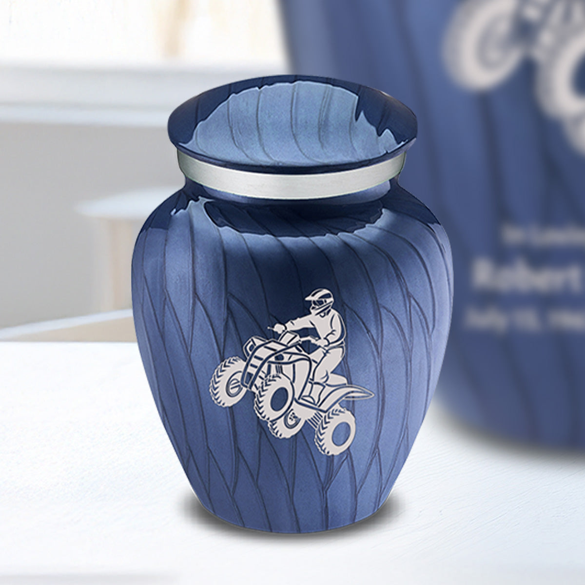 Keepsake Embrace Pearl Cobalt Blue ATV Cremation Urn