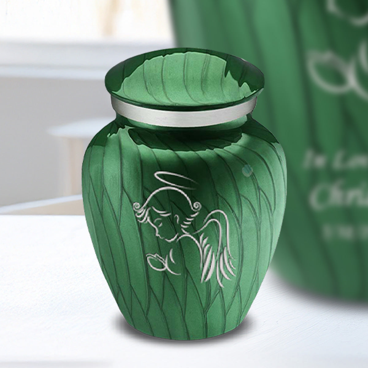 Keepsake Embrace Pearl Green Angel Cremation Urn