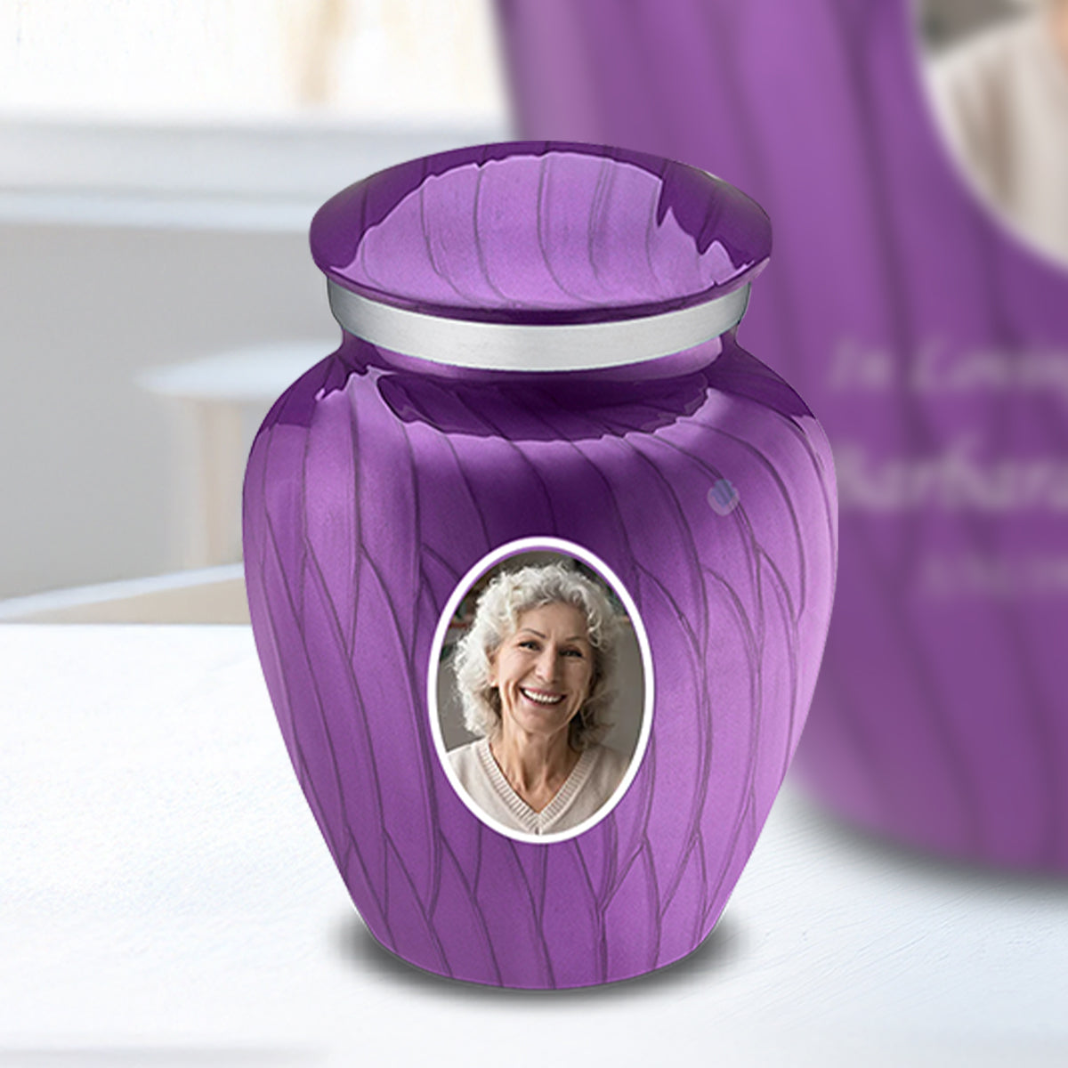 Keepsake Embrace Pearl Purple Portrait Cremation Urn
