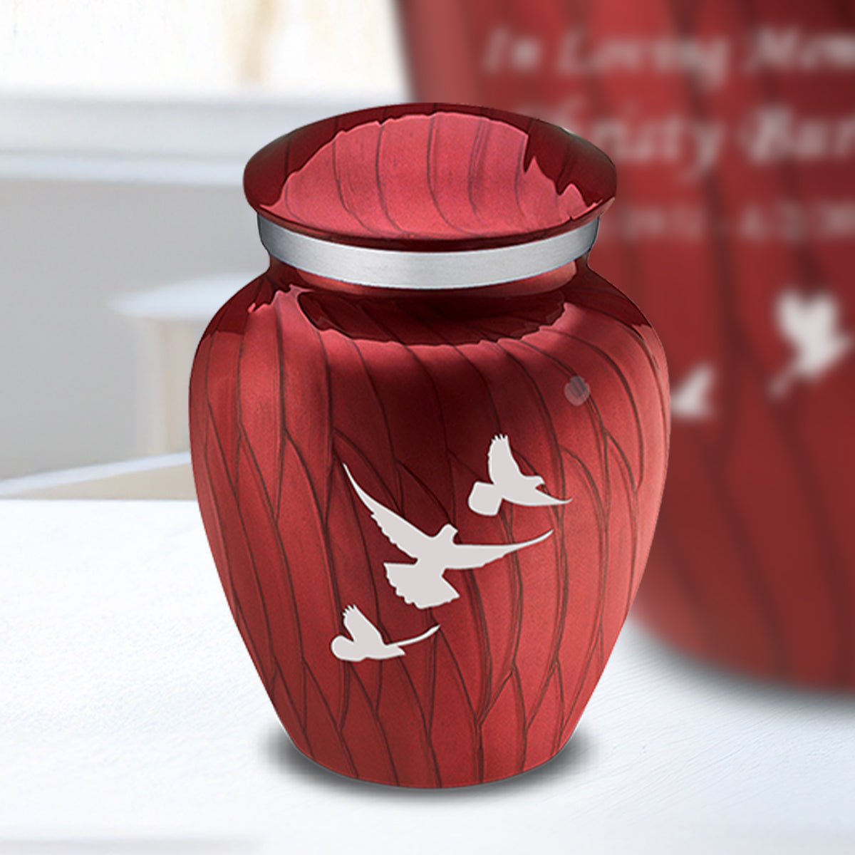 Keepsake Embrace Pearl Candy Red Doves Cremation Urn