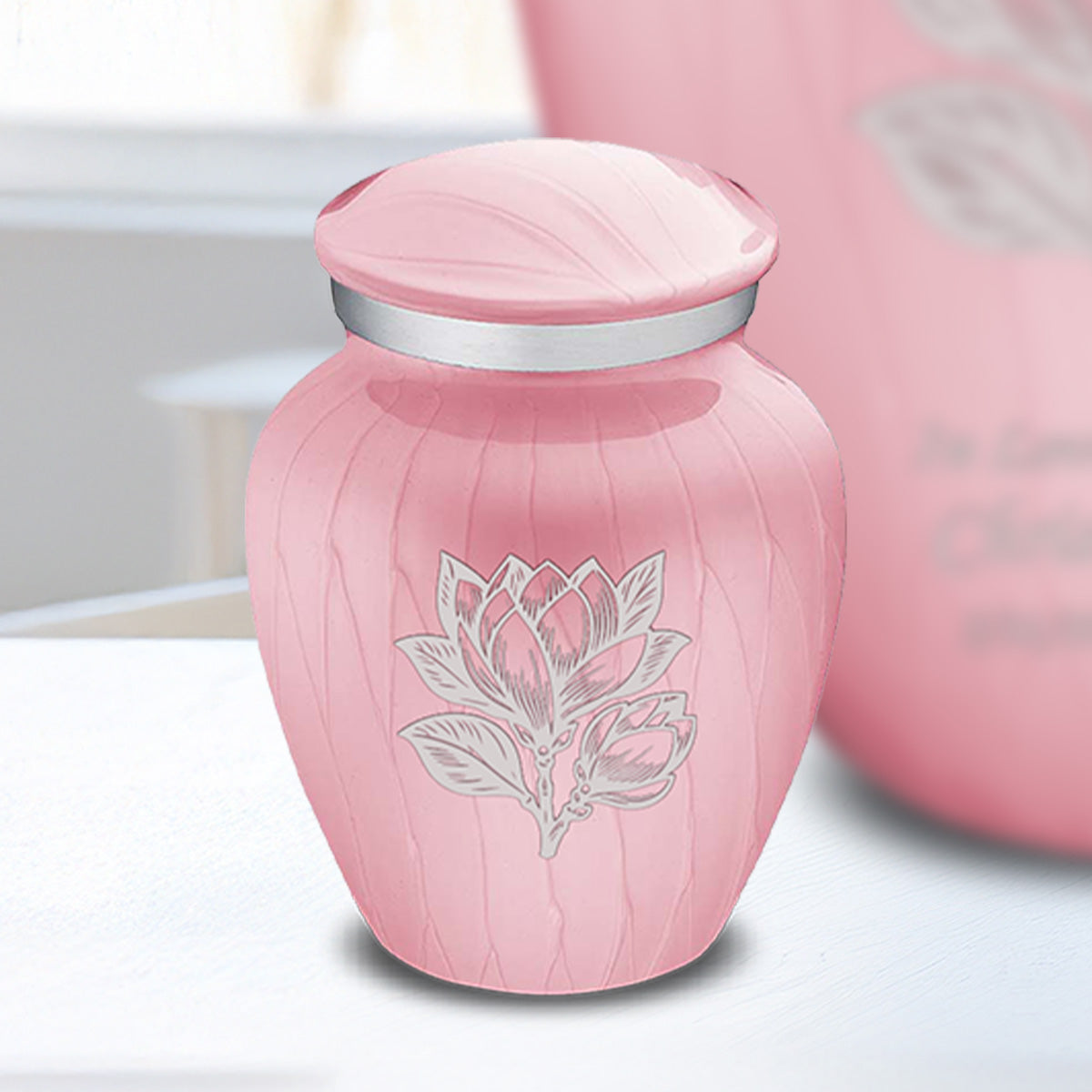 Keepsake Embrace Pearl Pink Magnolia Flower Cremation Urn