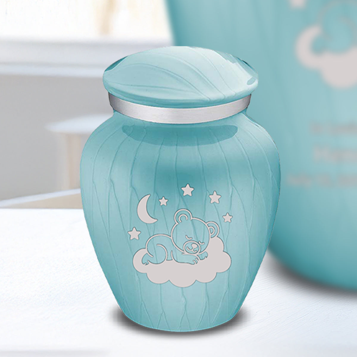 Keepsake Embrace Pearl Light Blue Sleeping Teddy Cremation Urn