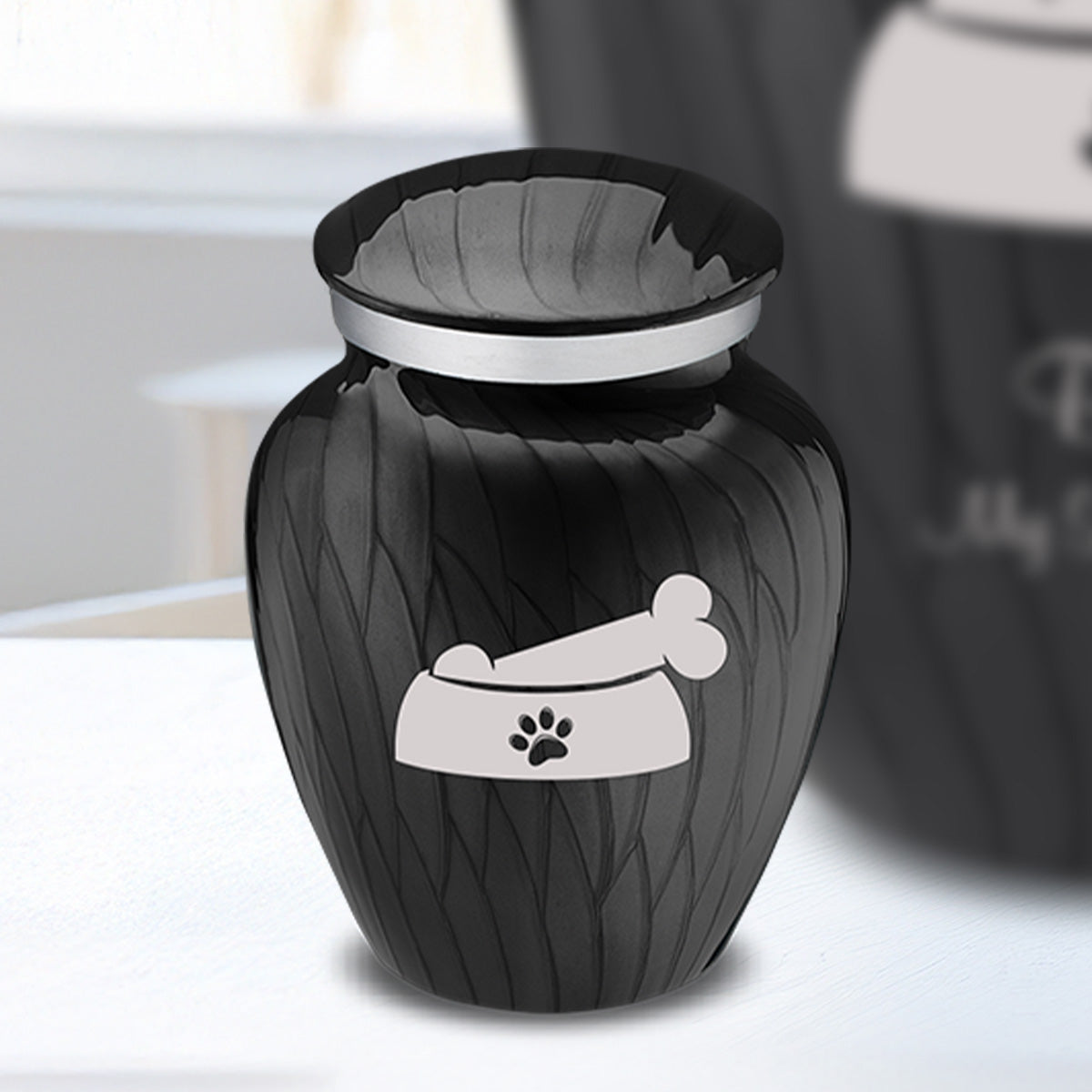 Keepsake Embrace Pearl Black Pet Dog Bone Cremation Urn