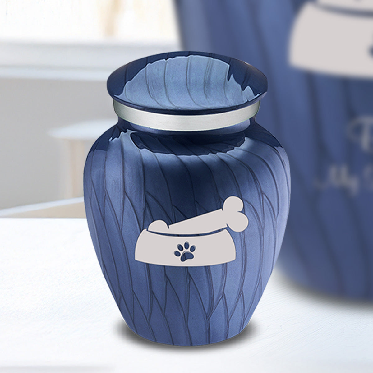 Keepsake Embrace Pearl Cobalt Blue Pet Dog Bone Cremation Urn