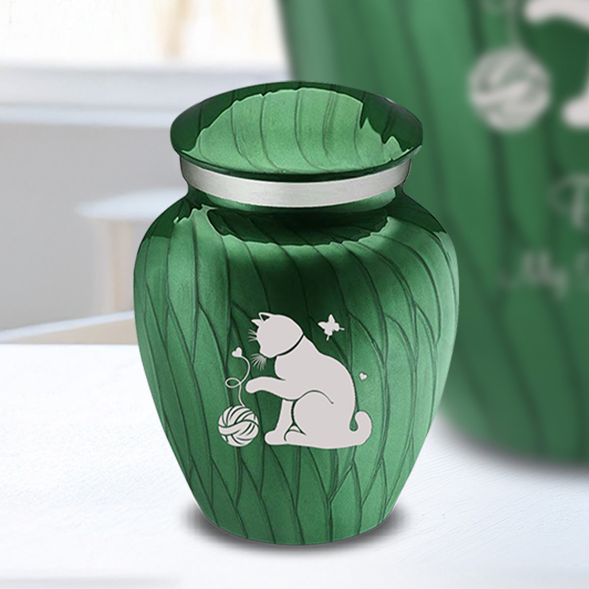 Keepsake Embrace Pearl Green Pet Fun Cat Cremation Urn