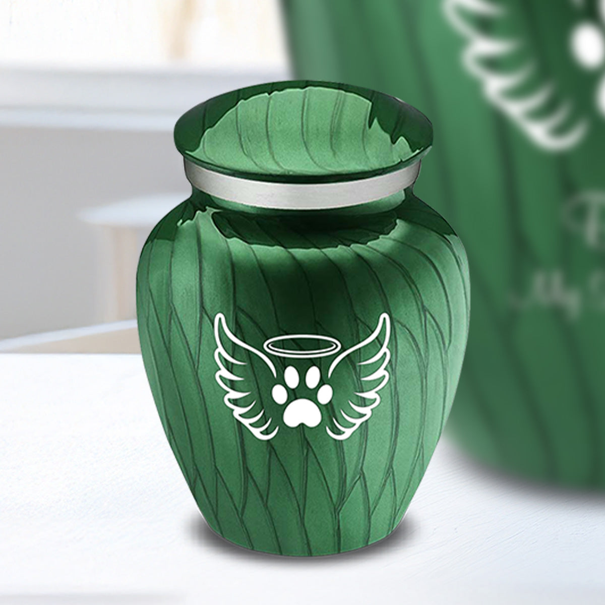 Keepsake Embrace Pearl Green Pet Angel Wings Cremation Urn