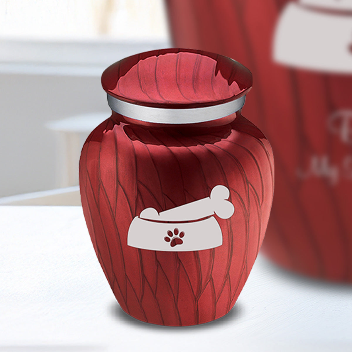 Keepsake Embrace Pearl Candy Red Pet Dog Bone Cremation Urn