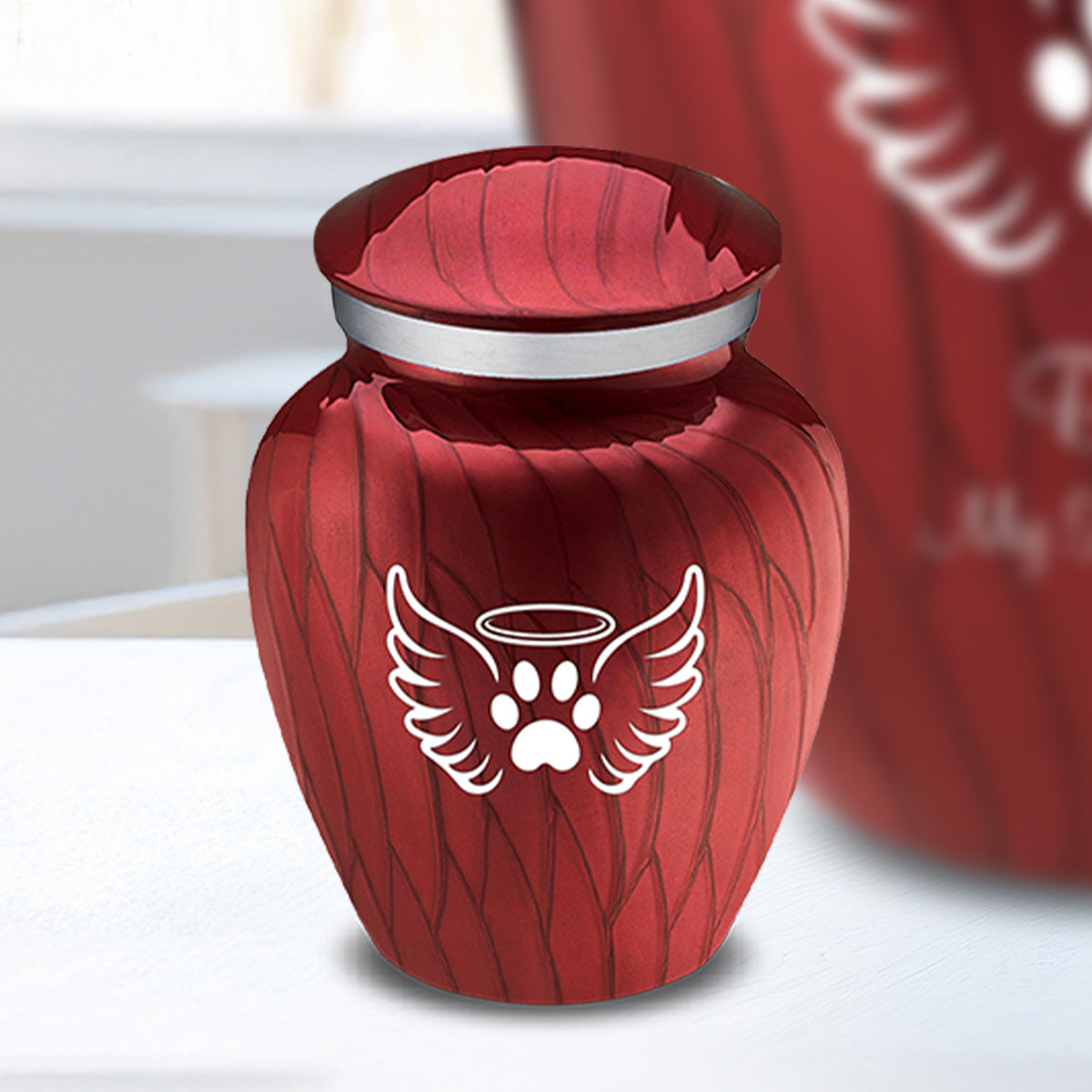 Keepsake Embrace Pearl Candy Red Pet Angel Wings Cremation Urn