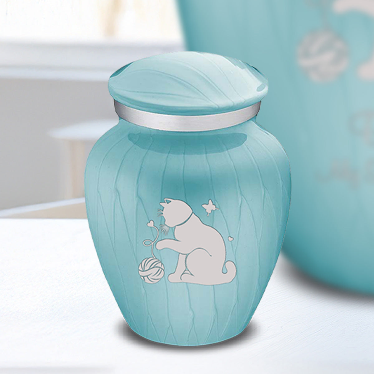 Keepsake Embrace Pearl Light Blue Pet Fun Cat Cremation Urn