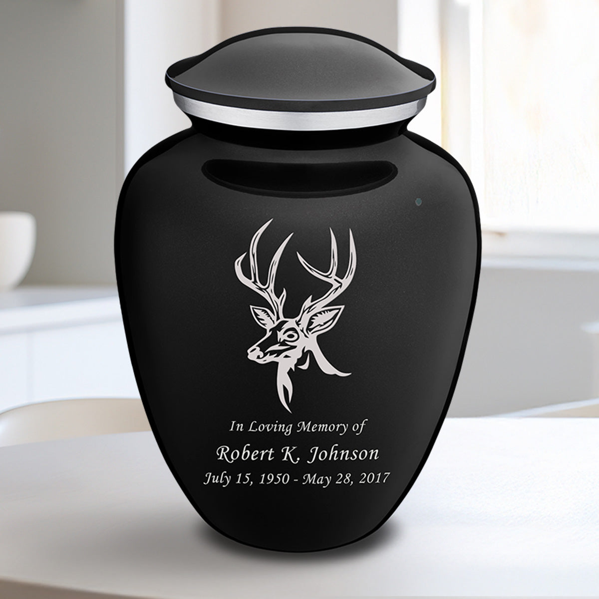Medium Embrace Black Deer Cremation Urn