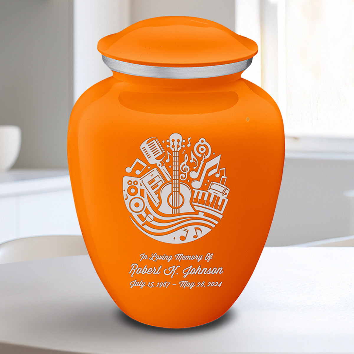 Medium Embrace Burnt Orange Music Cremation Urn