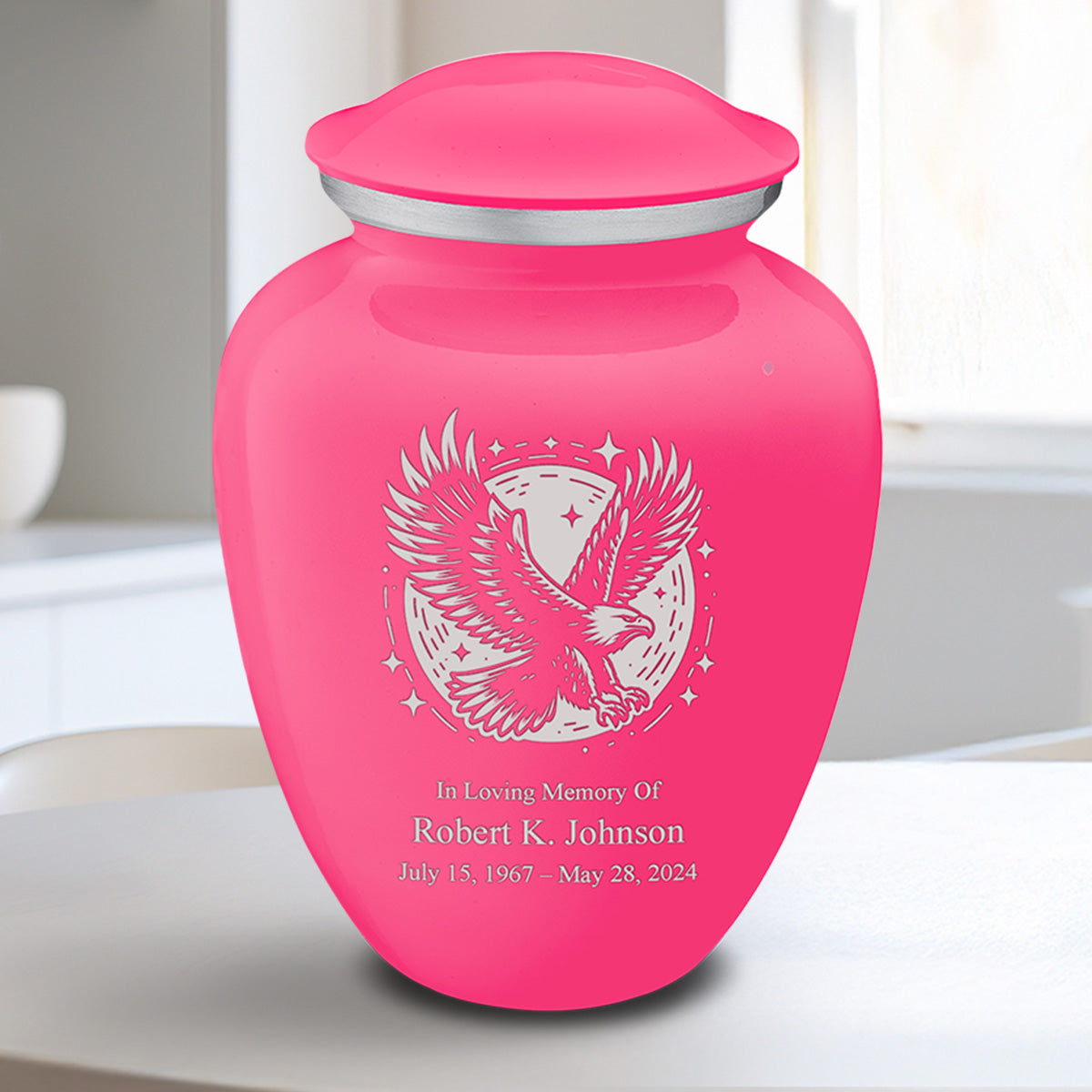 Medium Embrace Bright Pink Flying Eagle Cremation Urn