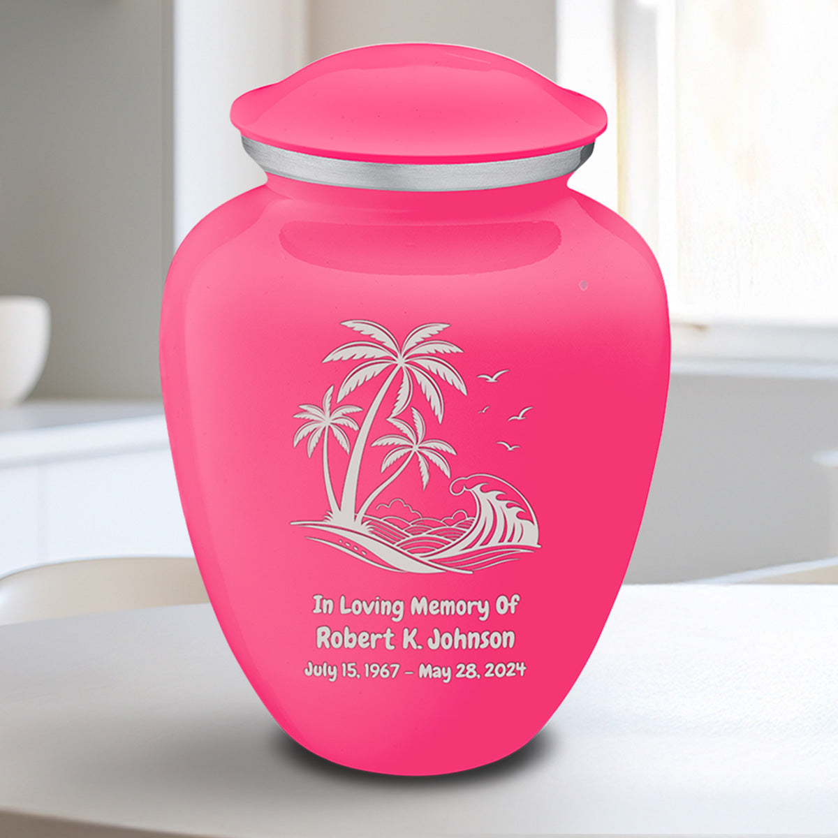 Medium Embrace Bright Pink Palm Beach Cremation Urn