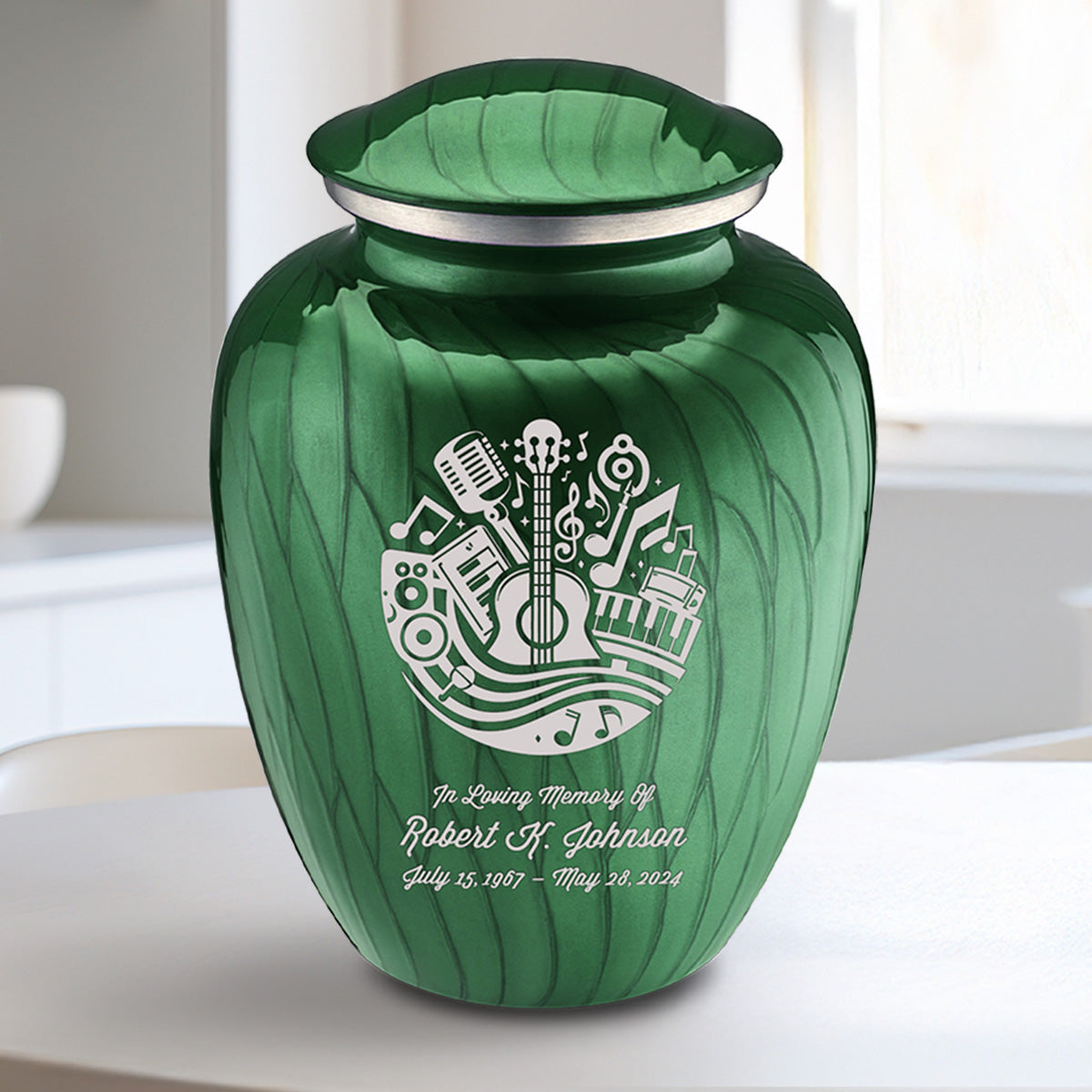 Medium Embrace Pearl Green Music Cremation Urn