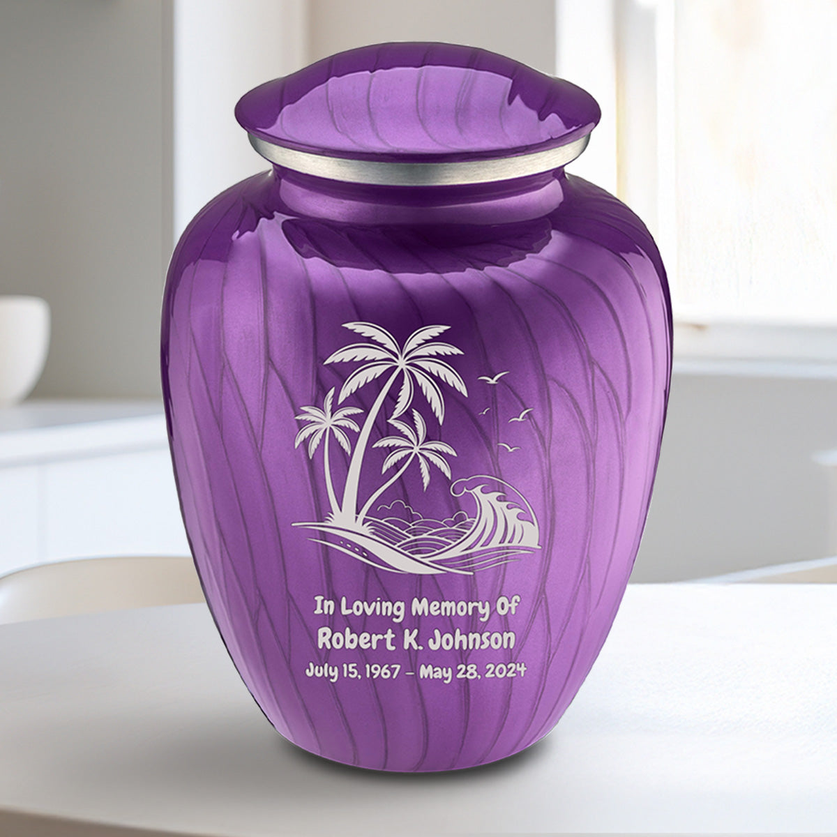 Medium Embrace Pearl Purple Palm Beach Cremation Urn